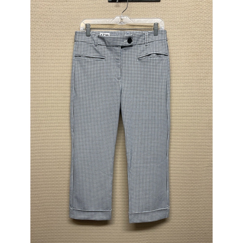 Betabrand Women's Blue Black Gingham Career Pants Size Medium Petite MP NEW